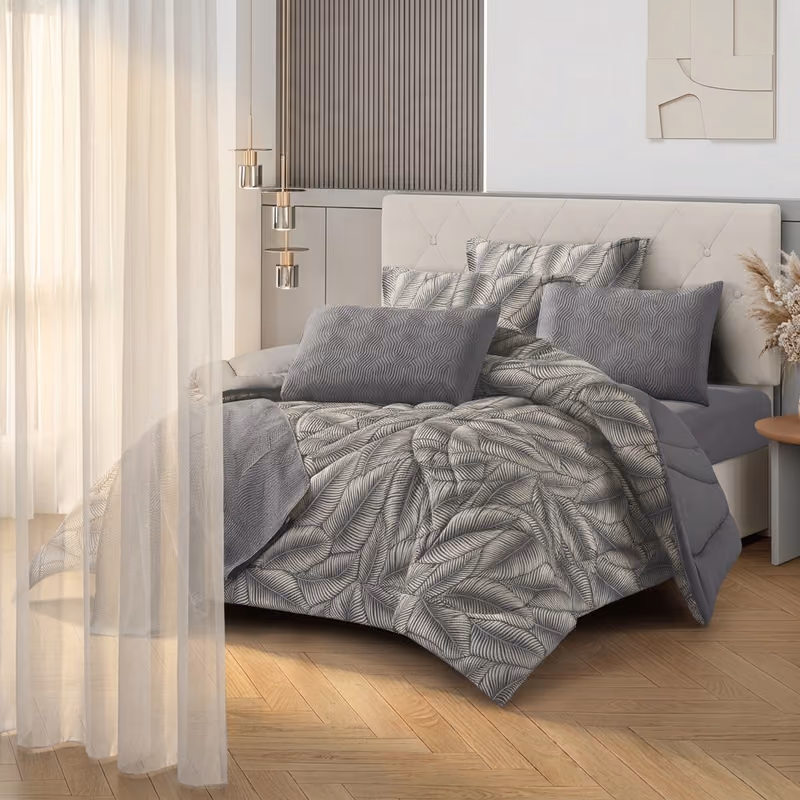 Sana Nova Grey bed set — in a bedroom